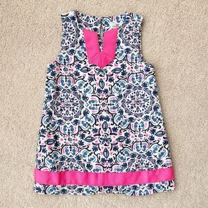 Vineyard Vines Blue & Pink Seashell and Seahorse Dress with Pink Trim